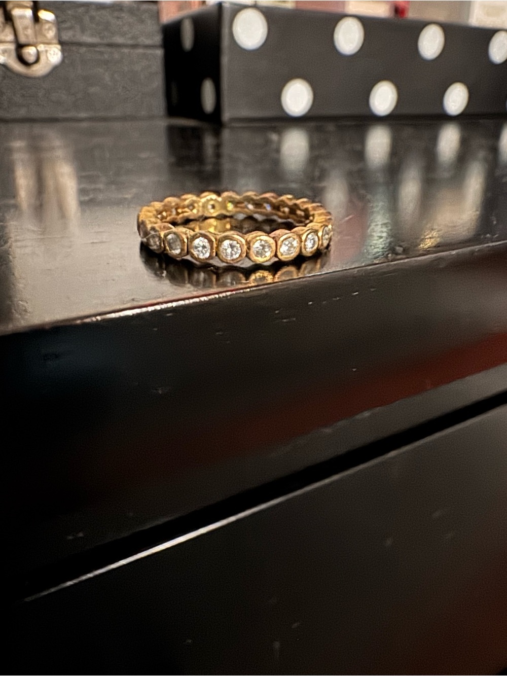 Antique Gold Crystal Eternity Stackable Ring - Women's Jewelry